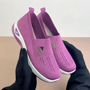 Fashion Slip On Casual Rubber Shoes For Women Korean Comfortable Mesh Shoes Low Cut Soft Sneakers