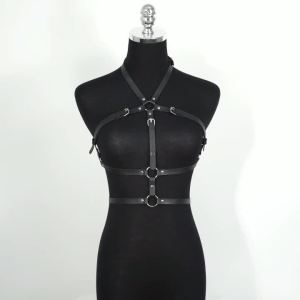 Phụ Kiện Thời Trang Dây Đeo Ngực Bằng Da PU Đen Phong Cách Gothic Punk Nữ Có Thể Điều Chỉnh Dành Cho Lễ Hội Rave Câu Lạc Bộ Halloween
