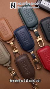 Bao Da Chìa Khoá Xe Ô Tô Mitsubishi MIT-A3 Cho Xe Attrage Outlander Pajero Smartkey 3 Nút Bấm Ốp Chìa Khoá Da Togo Thật