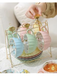 Elegant European Ceramic Coffee Cup And Saucer Set Pink Girl Heart Afternoon Tea Small Crowd Home Use French Style Tea Cup