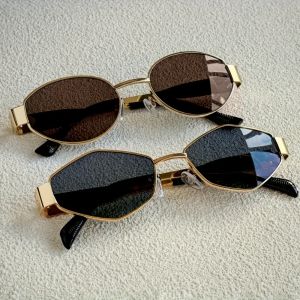 2PCS Sunglasses Small Frame New Style Sunglasses Metal Womens Simple Trendy European and American Sunglasses for Men and Women