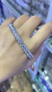 Vòng tay nữ Full đá từ 3-6mm bạc xi bạch kim đẹp sang trọng Vòng tay bạc thật mạ vàng trắng đính đá cao cấp thời trang quyến rũ KIM LOC PHAT VFD