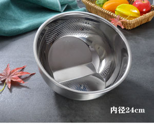 Thickened Food Grade 304 Stainless Steel Slant Bottom Rinse Cabbage Drain Screen Basket Kitchen Sink Strainer Vegetable Washer