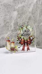 1 Món Đồ Trang Trí Để Bàn Hình Trái Tim Bằng Acrylic Hình Dạng Phẳng 2D Trang Trí Giáng Sinh Vui Vẻ Với Quả Mọng Đỏ Lá Holly Tượng Nhỏ Trang Nhã Dành Cho Lứa Tuổi Từ 14 Trở Lên