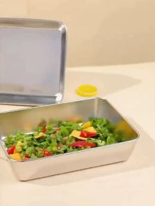 Stainless Steel Organizer Crisper Fresh-Keeping Storage Box with Lid Seal Freezer Food Container Bekas Simpan Makan