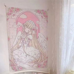 VIKAMA Thiên Thần Cô Gái Màu Hồng & Vàng Ren Bồ Câu Cấp Phong Cách Anime Phòng Ngủ Treo Tường Vải Polyester Trang Trí Nhà