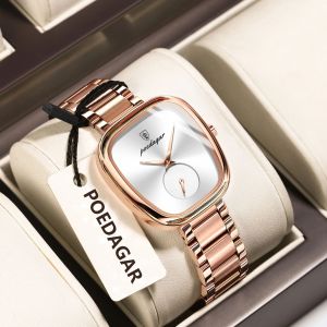 POEDAGAR Luxury Elegant Watch For Woman Waterproof Stainless Steel Womens Quartz Watches High Quality Stylish Ladies Wristwatch