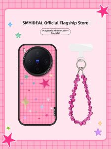 Smyideal | Magnetic Phone Case Unique Design Pink Grid Star Pattern