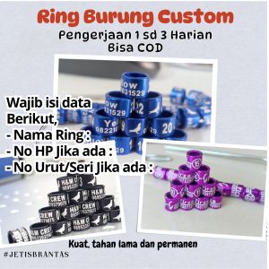 Ring Burung Custom Nama Isi 10 Biji Bahan Logam