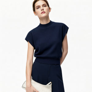 AMII | Casual Short Loose Slim Fit Half-high Collar Cover Sleeve Sweater