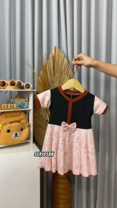 Dress Jasmine Bayi - 6 Tahun / Dres Balita Anak Perempuan Murah Baju Lengan Adem Pita Motif Polos