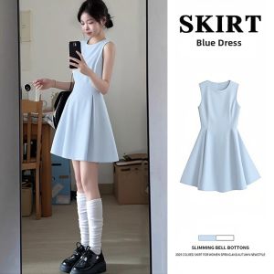 SUHUIQIAN | Sleeveless A-line Black Dress Summer