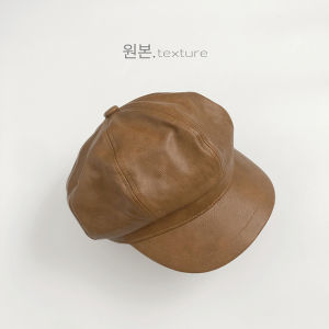 British Style Childrens Beret Hat Ultra-Fiber Leather Octagonal Mens Painter Fashionable Spring Autumn Winter Cap