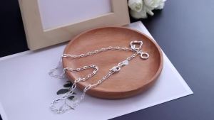 925 Sterling Silver Love Heart Asymmetry Necklace Hip Hop Street Jewelry Birthday Gift Wholesale Dropship