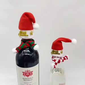 【Mini】Christmas Hat Wine Bottle Cover Santa Claus Hat Scarf Set Tableware Storage Sleeve Home Xmas Party Supplies
