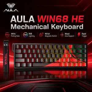 AULA | AULA WIN 68 HE Wired Magnetic Axis Keyboard 8K Polling Rate Rapid Trigger Full Key Hot Swappable RGB Gaming Mechanical Keyboard