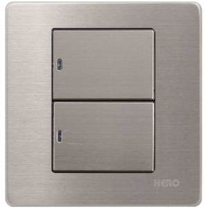 Stainless V81622D 16AX250V~ 2 Gang 2 Way Switch With Led Locator