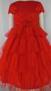 Big Joy Girls Casual Dress Chelsie with Tutu Layered Skirt  with Flower Red for Ages 5 to 12 Years Old 553172