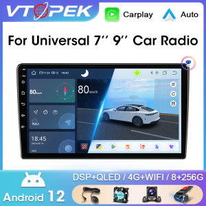 Vtopek 7" 9" Android 12 Car Radio 2 Din Auto Carplay Universal Multimedia Player for Nissan Honda Toyota Lada Volkswagen Hyundai