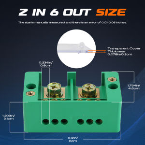 1 Piece Fj6 Single-Phase Wire Junction Box - 2inch 6/8/12 Export Brass Terminal Block Suitable for Home Distribution