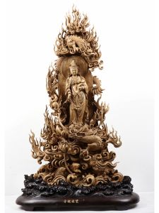Sandal Agarwood Carving Kowloon Thousand-Hand Kwan-Yin Fu Lu Shou Landscape Root Carving Guan Gong Living Room Decoration Crafts