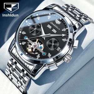 Đồng Hồ Cơ Đa Chức Năng JSDUN Dành Cho Nam Đồng Hồ Đeo Tay Tự Động Lên Dây Cót Bằng Thép Không Gỉ Đồng Hồ Đeo Tay Thời Trang Giản Dị Thanh Lịch