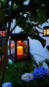 Đèn Led Tích Điện Năng Lượng Mặt Trời Phong Cách Cổ Điển Đèn Treo Ngoài Trời Hình Ngọn Nến Ánh Sáng Vàng Ấm TIDO TIDO