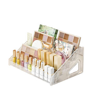 ชั้นวางลิปสติกและเครื่องสำอางในบ้าน ชั้นวางโชว์ยาทาเล็บแบบใสหลายชั้น กล่องเก็บอุปกรณ์ทำเล็บ ชั้นวางของ