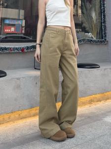 Quần Ống Đứng Rộng Rãi Phong Cách Mỹ Giản Dị Cho Nữ Quần Dài Ống Rộng Cleanfit Quần Jeans Cạp Cao Cạp Vừa Mùa Hè 2025