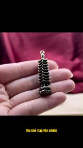 Móc Khóa Tháp Văn Xương Đồng Mini - Tinh Hoa Phong Thủy Bình An - E13 (Kèm Khoen Tròn 20 25mm)