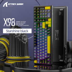 ATTACK SHARK | X98 ATTACK SHARK X98Pro Gasket Gaming Keyboard TFT Color Screen CNC Knob 4000mAh Battery RGB Three-Mode Wireless for E-Sports