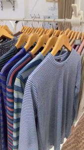 Kaos Garis Lengan Panjang Inner Basictee Stripe Premium // Rib Rajut Katun Wafer LD 98-100 Part 1