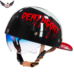V Retro Gangster Personality Baseball Cap Men and Women Motorcycle Helmet Scoop Helmet Cap Electric Car Baseball Cap Half Helmet