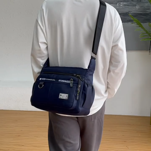 UISNMALL #S216 Fashion Mens Retro Casual Multi-compartment Shoulder Bag Outdoor Simple Crossbody Bag