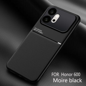 szhaiyu | Luxury Business Style Leather Texture Magnetic Slim Matte Phone Case for Honor 600 Pro 600 Lite Shockproof Protective Cover