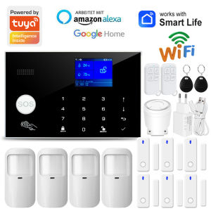 Tuya WiFi Home Security Burglar Alarm System GSM Wireless Alarm Work With Smart Life APP Remote Control Supports Vioce Control