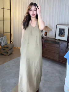 XIYUQI | Elegant Minimalist Casual Green Dress For Summer Loose And Slenderizing