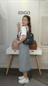 Balo da nữ đi chơi ba lô công sở họa tiết chần trám ngăn trước IDIGO FBP2 - 4322