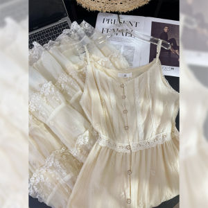 PAIBOLI | Large Size Autumn New Style Gentle Lace Trim Dress White Cotton Linen Vacation Style Strapless Dress Womens A-Line Skirt