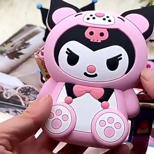 Kuromi Sling Bag For Kids And Girls Silicon Crossbody Shoulder Bags Cartoon Budak Girls Cute Comel Porch Fashion Accessories