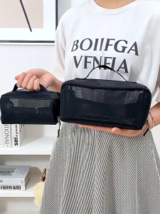 HOVELSHOP Beauty Pouch Travel Jaring Tempat Penyimpanan Alat Make Up Kosmetik Skincare Serbaguna