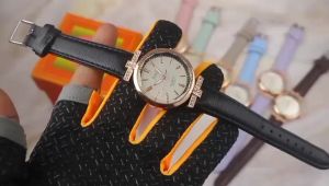 Paket Free Gelang Random + Box Exclusive || Jam Tangan Jinju Bulat Tali Kulit Fashion Wanita