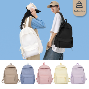 TasBagShop Korean School Bag Nylon Student Backpack Solid Color Large Capacity Bag Pack Travel Waterproof Rucksack