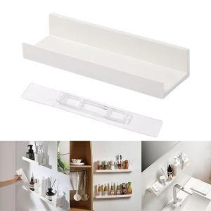 ROLL ABS Bathroom Shelf Wall Mounted Self Adhesive Wall Organizer No-drill Shower Storage Rack Kitchen Bathroom