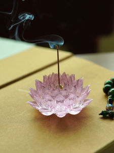 LiuLi Incense Burner Indoor Home Use Lotus Shape Incense Holder Zen Style Creative Decoration Chinese Traditional Design Living Room
