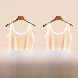 Miiow | White Ice Silk Ultra-Thin One-Piece Womens Shirt Camisole Vest Prevents Light Exposure Chest Coverage Versatile Style MiiOW