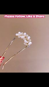 F4 Jepit Rambut Sanggul Tusuk Konde Antique Pearl Flower Chinese Simple U-Shaped Hairpin TURP