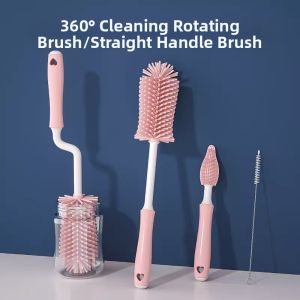 gumahus | 360 Degree Rotating Baby Bottle Cleaner Set For Nipples And Straws Silicone Sponge