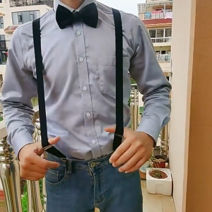 HUFANG สายเอี๊ยมผู้ใหญ่ 21 สี สายเอี๊ยมกางเกงแบบยืดหยุ่นรูปตัว Y กว้าง 1 นิ้ว ปรับได้สำหรับผู้ชาย อุปกรณ์สำหรับแต่งตัวประจำวัน คลิปโลหะแข็งแรง ใช้ได้ทั้งสองเพศ