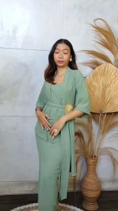 dOoOb Setelan Kebaya Lonceng Airflow Rubina dan Bawahan Kamen Polos Free Selendang Kebaya Pengantin Pesta Wisuda Modern Bali